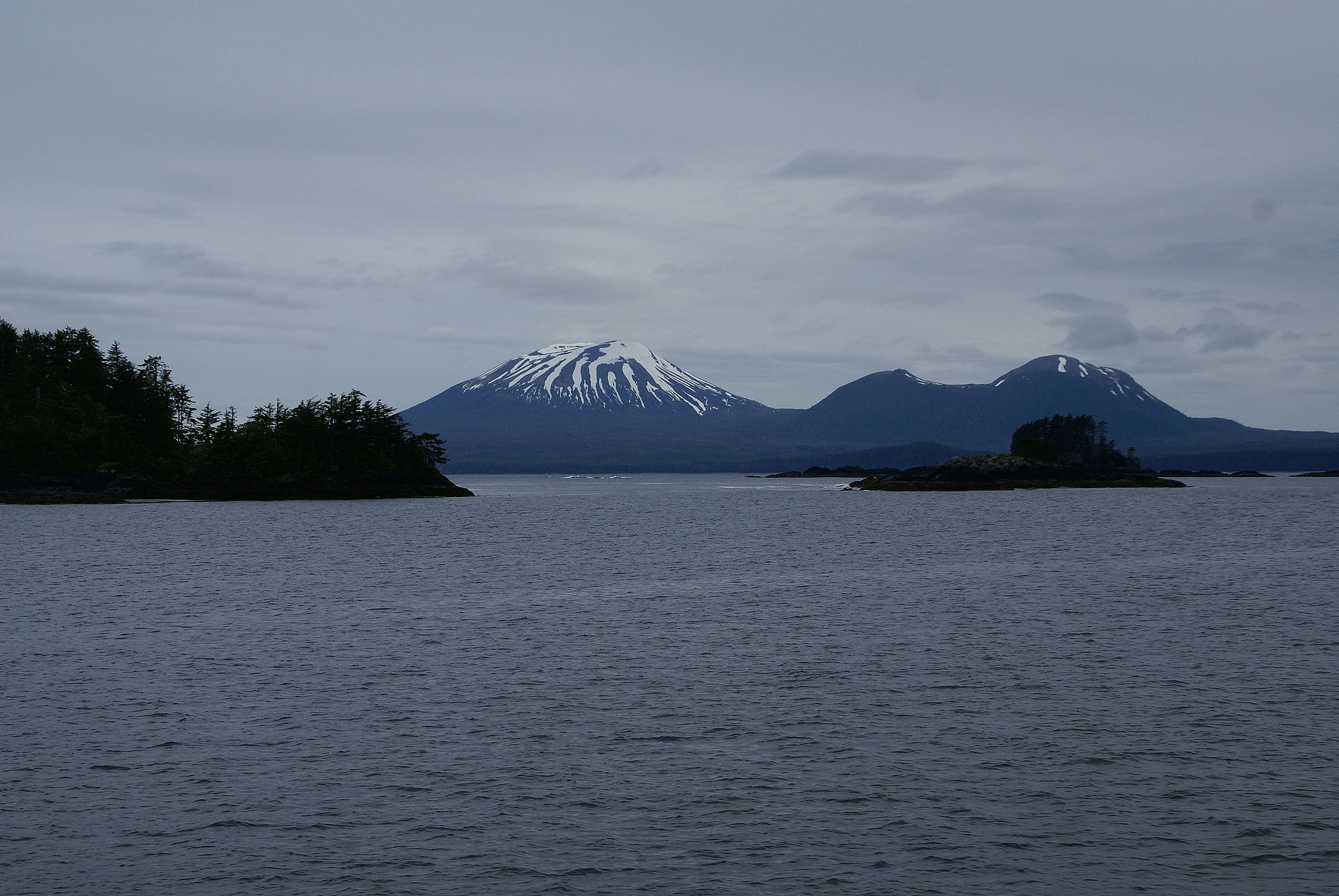 Mount Edgecumbe rises beyond Sitka Sound.